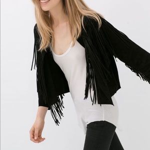 Zara suede fringe jacket